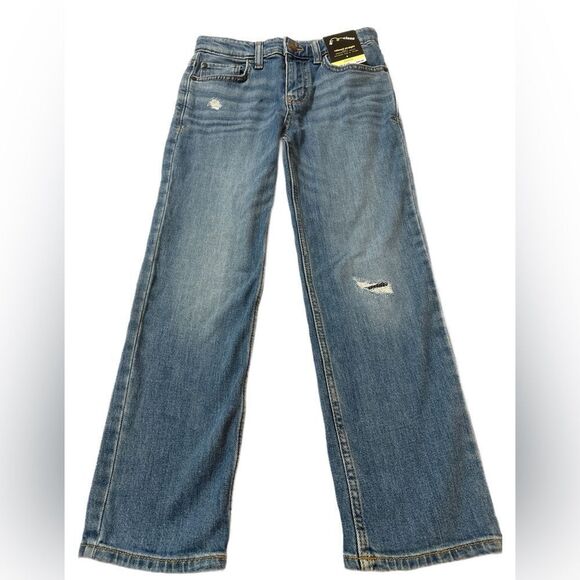 Nwt boys size 8 denim jeans slightly distressed adjustable waistband relaxed hip - Picture 1 of 4